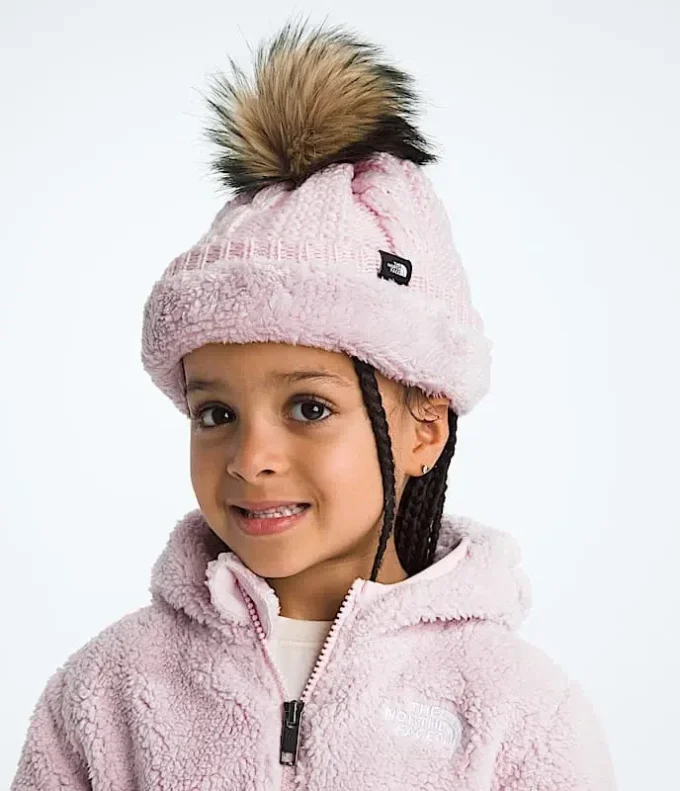 Gepolsterte Oh Mega Fur Pom Beanie für Kinder
