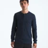 Herren-Langarm-Henley mit Waffelmuster