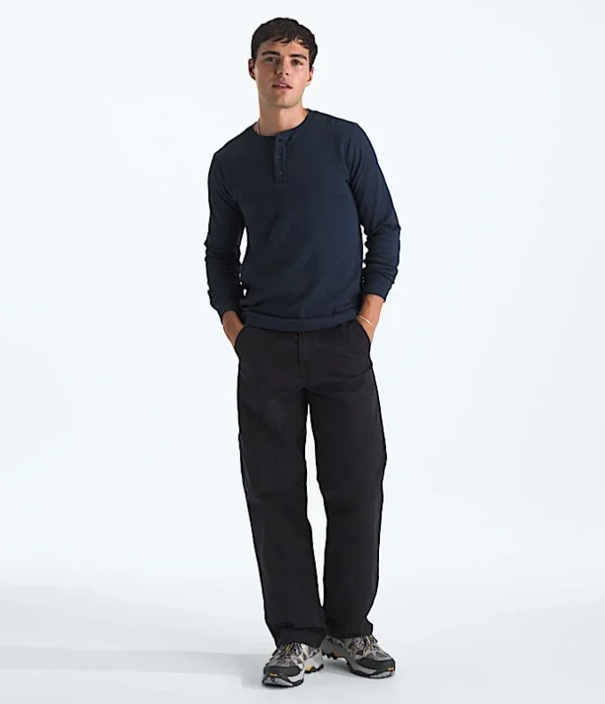 Herren-Langarm-Henley mit Waffelmuster