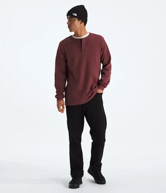 Herren-Langarm-Henley mit Waffelmuster