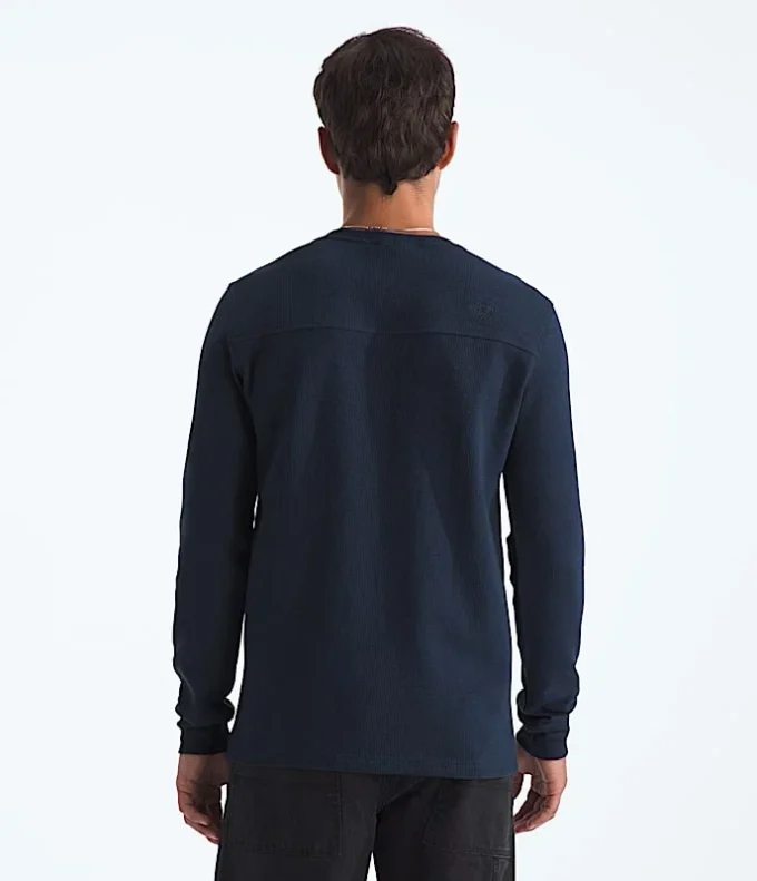 Herren-Langarm-Henley mit Waffelmuster